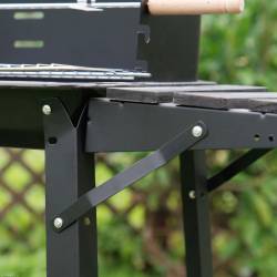 GRILL OGRODOWY WĘGLOWY Z PÓŁKAMI I ROŻNEM VL06-RS CZARNY VL06-RS-BLACK