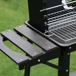 GRILL OGRODOWY WĘGLOWY Z PÓŁKAMI I ROŻNEM VL06-RS CZARNY VL06-RS-BLACK