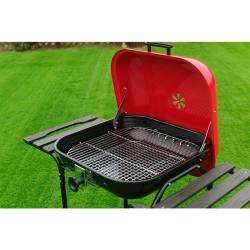 GRILL OGRODOWY WĘGLOWY Z POKRYWĄ VL02 CZERWONO/CZARNY VL02-RED-BLACK