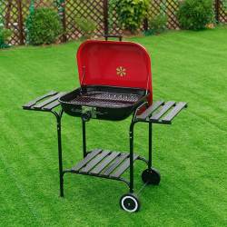GRILL OGRODOWY WĘGLOWY Z POKRYWĄ VL02 CZERWONO/CZARNY VL02-RED-BLACK