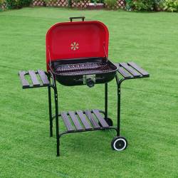 GRILL OGRODOWY WĘGLOWY Z POKRYWĄ VL02 CZERWONO/CZARNY VL02-RED-BLACK