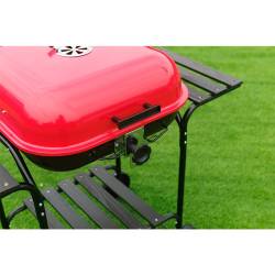 GRILL OGRODOWY WĘGLOWY Z POKRYWĄ VL02 CZERWONO/CZARNY VL02-RED-BLACK