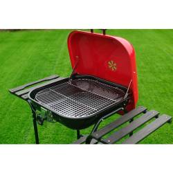GRILL OGRODOWY WĘGLOWY Z POKRYWĄ VL02 CZERWONO/CZARNY VL02-RED-BLACK