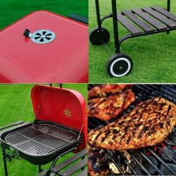 GRILL OGRODOWY WĘGLOWY Z POKRYWĄ VL02 CZERWONO/CZARNY VL02-RED-BLACK