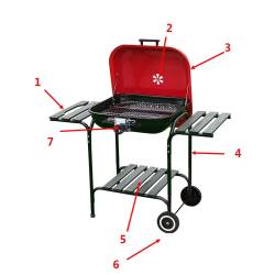 GRILL OGRODOWY WĘGLOWY Z POKRYWĄ VL02 CZERWONO/CZARNY VL02-RED-BLACK