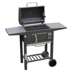 GRILL OGRODOWY WĘGLOWY Z POKRYWĄ I PÓŁKAMI VL14 SZARY VL14-GREY