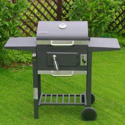 GRILL OGRODOWY WĘGLOWY Z POKRYWĄ I PÓŁKAMI VL14 SZARY VL14-GREY