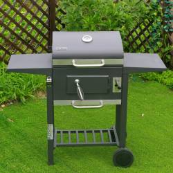 GRILL OGRODOWY WĘGLOWY Z POKRYWĄ I PÓŁKAMI VL14 SZARY VL14-GREY