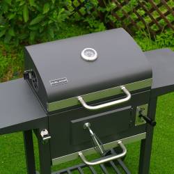 GRILL OGRODOWY WĘGLOWY Z POKRYWĄ I PÓŁKAMI VL14 SZARY VL14-GREY