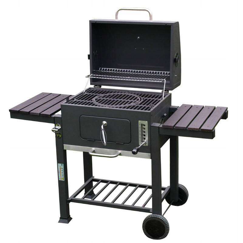 GRILL OGRODOWY WĘGLOWY Z POKRYWĄ I PÓŁKAMI VL13 DUŻY XXL SZARY VL13-GREY