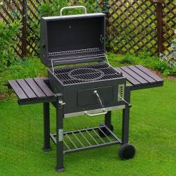 GRILL OGRODOWY WĘGLOWY Z POKRYWĄ I PÓŁKAMI VL13 DUŻY XXL SZARY VL13-GREY