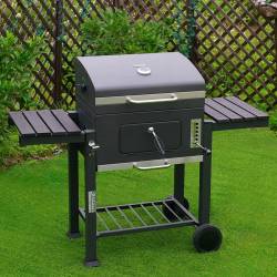 GRILL OGRODOWY WĘGLOWY Z POKRYWĄ I PÓŁKAMI VL13 DUŻY XXL SZARY VL13-GREY