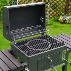 GRILL OGRODOWY WĘGLOWY Z POKRYWĄ I PÓŁKAMI VL13 DUŻY XXL SZARY VL13-GREY