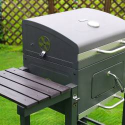 GRILL OGRODOWY WĘGLOWY Z POKRYWĄ I PÓŁKAMI VL13 DUŻY XXL SZARY VL13-GREY