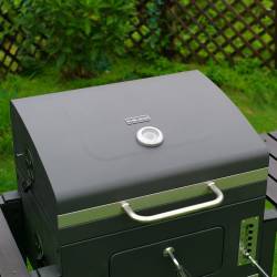 GRILL OGRODOWY WĘGLOWY Z POKRYWĄ I PÓŁKAMI VL13 DUŻY XXL SZARY VL13-GREY