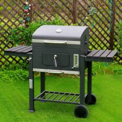 GRILL OGRODOWY WĘGLOWY Z POKRYWĄ I PÓŁKAMI VL13 DUŻY XXL SZARY VL13-GREY