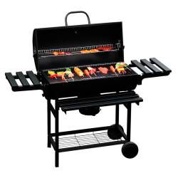 GRILL OGRODOWY WĘGLOWY Z POKRYWĄ I PÓŁKAMI VL09 CZARNY VL09-BLACK