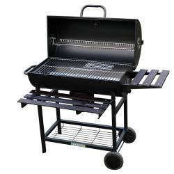 GRILL OGRODOWY WĘGLOWY Z POKRYWĄ I PÓŁKAMI VL03 CZARNY VL03-BLACK