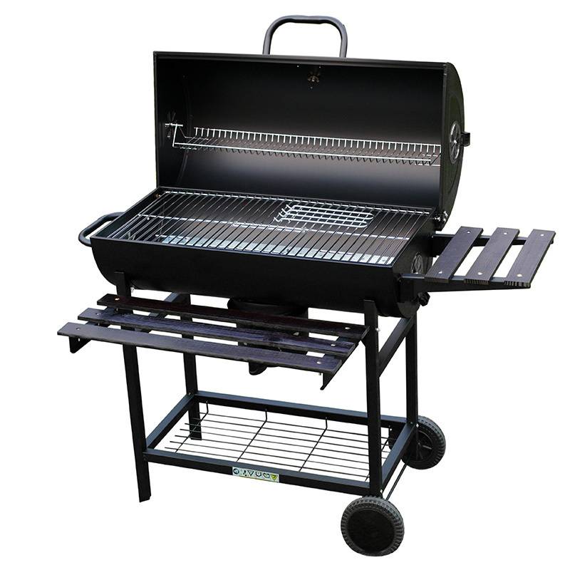 GRILL OGRODOWY WĘGLOWY Z POKRYWĄ I PÓŁKAMI VL03 CZARNY VL03-BLACK