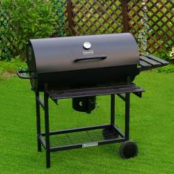 GRILL OGRODOWY WĘGLOWY Z POKRYWĄ I PÓŁKAMI VL03 CZARNY VL03-BLACK