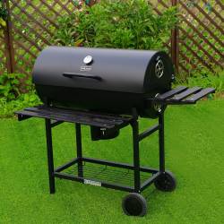 GRILL OGRODOWY WĘGLOWY Z POKRYWĄ I PÓŁKAMI VL03 CZARNY VL03-BLACK