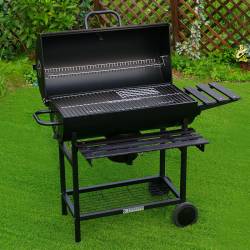 GRILL OGRODOWY WĘGLOWY Z POKRYWĄ I PÓŁKAMI VL03 CZARNY VL03-BLACK
