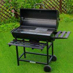 GRILL OGRODOWY WĘGLOWY Z POKRYWĄ I PÓŁKAMI VL03 CZARNY VL03-BLACK