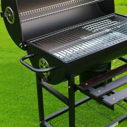 GRILL OGRODOWY WĘGLOWY Z POKRYWĄ I PÓŁKAMI VL03 CZARNY VL03-BLACK