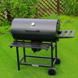 GRILL OGRODOWY WĘGLOWY Z POKRYWĄ I PÓŁKAMI VL03 CZARNY VL03-BLACK