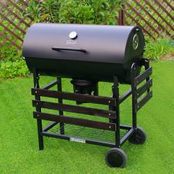 GRILL OGRODOWY WĘGLOWY Z POKRYWĄ I PÓŁKAMI VL03 CZARNY VL03-BLACK