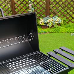 GRILL OGRODOWY WĘGLOWY Z POKRYWĄ I PÓŁKAMI VL03 CZARNY VL03-BLACK