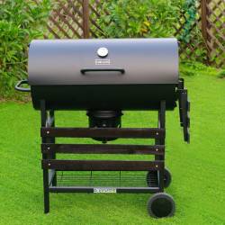 GRILL OGRODOWY WĘGLOWY Z POKRYWĄ I PÓŁKAMI VL03 CZARNY VL03-BLACK