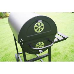 GRILL OGRODOWY WĘGLOWY Z POKRYWĄ I PÓŁKAMI VL03 CZARNY VL03-BLACK