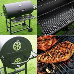 GRILL OGRODOWY WĘGLOWY Z POKRYWĄ I PÓŁKAMI VL03 CZARNY VL03-BLACK
