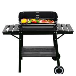 GRILL OGRODOWY WĘGLOWY Z OSŁONĄ I PÓŁKAMI VL06 CZARNY VL06-BLACK