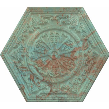 Płytka gresowa APAVISA ZINC GREEN MIX DECOR HEXAGON 25X29 cm