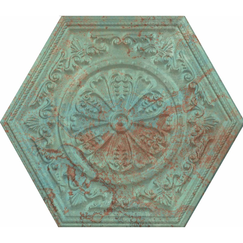 Płytka gresowa APAVISA ZINC GREEN MIX DECOR HEXAGON 25X29 cm Płytka gresowa APAVISA ZINC GREEN MIX DECOR HEXAGON 25X29 cm