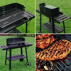 GRILL OGRODOWY WĘGLOWY Z OSŁONĄ I PÓŁKAMI VL06 CZARNY VL06-BLACK