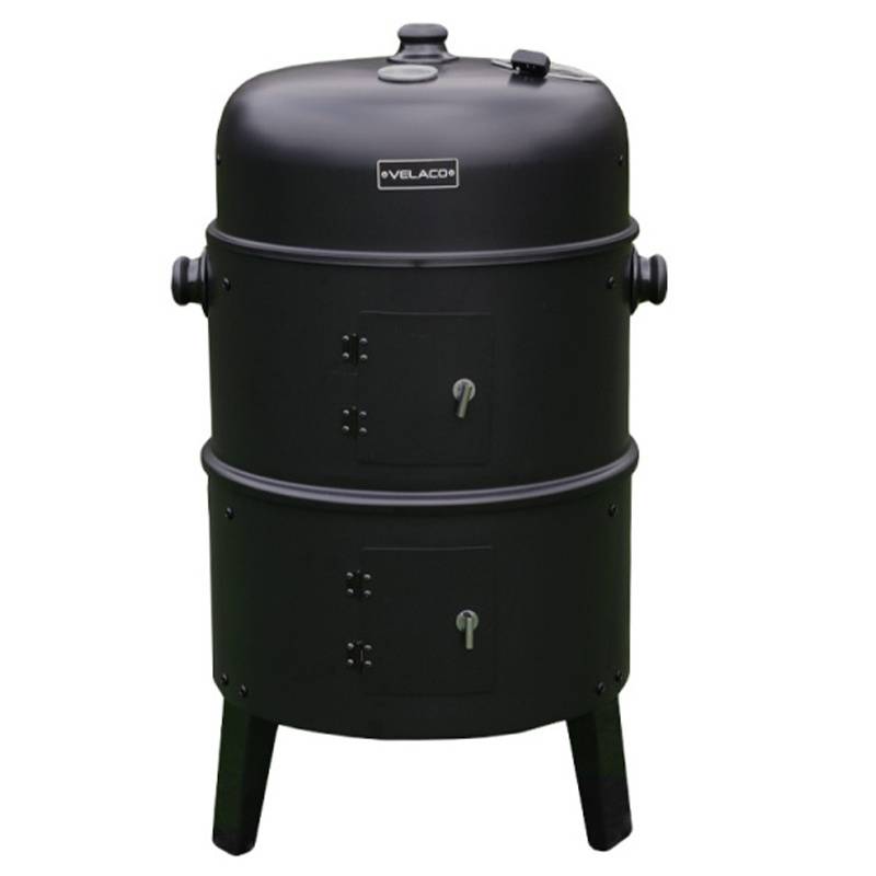 GRILL OGRODOWY WĘGLOWY WĘDZARNIA OGRODOWA Z TERMOMETREM 3W1 VL12 CZARNY VL12-BLACK