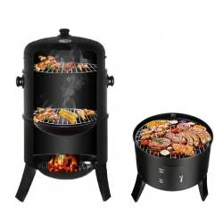 GRILL OGRODOWY WĘGLOWY WĘDZARNIA OGRODOWA Z TERMOMETREM 3W1 VL12 CZARNY VL12-BLACK