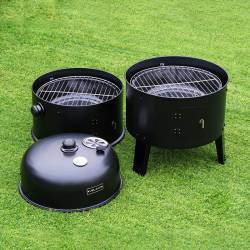 GRILL OGRODOWY WĘGLOWY WĘDZARNIA OGRODOWA Z TERMOMETREM 3W1 VL12 CZARNY VL12-BLACK