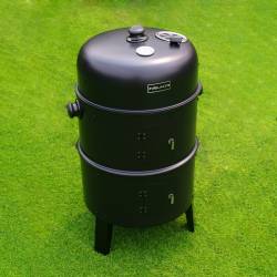 GRILL OGRODOWY WĘGLOWY WĘDZARNIA OGRODOWA Z TERMOMETREM 3W1 VL12 CZARNY VL12-BLACK