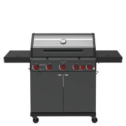 GRILL OGRODOWY GAZOWY Z POKRYWĄ I PÓŁKAMI ZEUS-D CZARNY RUSZT ŻELIWNY ZEUS-D