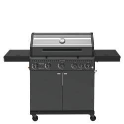 GRILL OGRODOWY GAZOWY Z POKRYWĄ I PÓŁKAMI ZEUS-D CZARNY RUSZT ŻELIWNY ZEUS-D