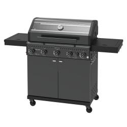 GRILL OGRODOWY GAZOWY Z POKRYWĄ I PÓŁKAMI ZEUS-D CZARNY RUSZT ŻELIWNY ZEUS-D