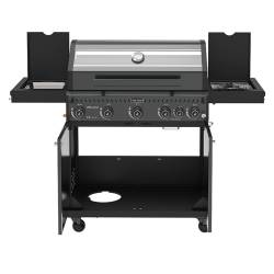 GRILL OGRODOWY GAZOWY Z POKRYWĄ I PÓŁKAMI ZEUS-D CZARNY RUSZT ŻELIWNY ZEUS-D