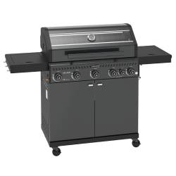 GRILL OGRODOWY GAZOWY Z POKRYWĄ I PÓŁKAMI ZEUS-D CZARNY RUSZT ŻELIWNY ZEUS-D