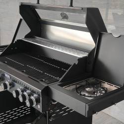 GRILL OGRODOWY GAZOWY Z POKRYWĄ I PÓŁKAMI ZEUS-D CZARNY RUSZT ŻELIWNY ZEUS-D