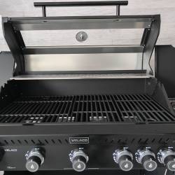 GRILL OGRODOWY GAZOWY Z POKRYWĄ I PÓŁKAMI ZEUS-D CZARNY RUSZT ŻELIWNY ZEUS-D