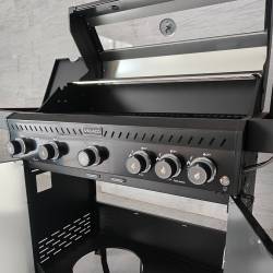 GRILL OGRODOWY GAZOWY Z POKRYWĄ I PÓŁKAMI ZEUS-D CZARNY RUSZT ŻELIWNY ZEUS-D